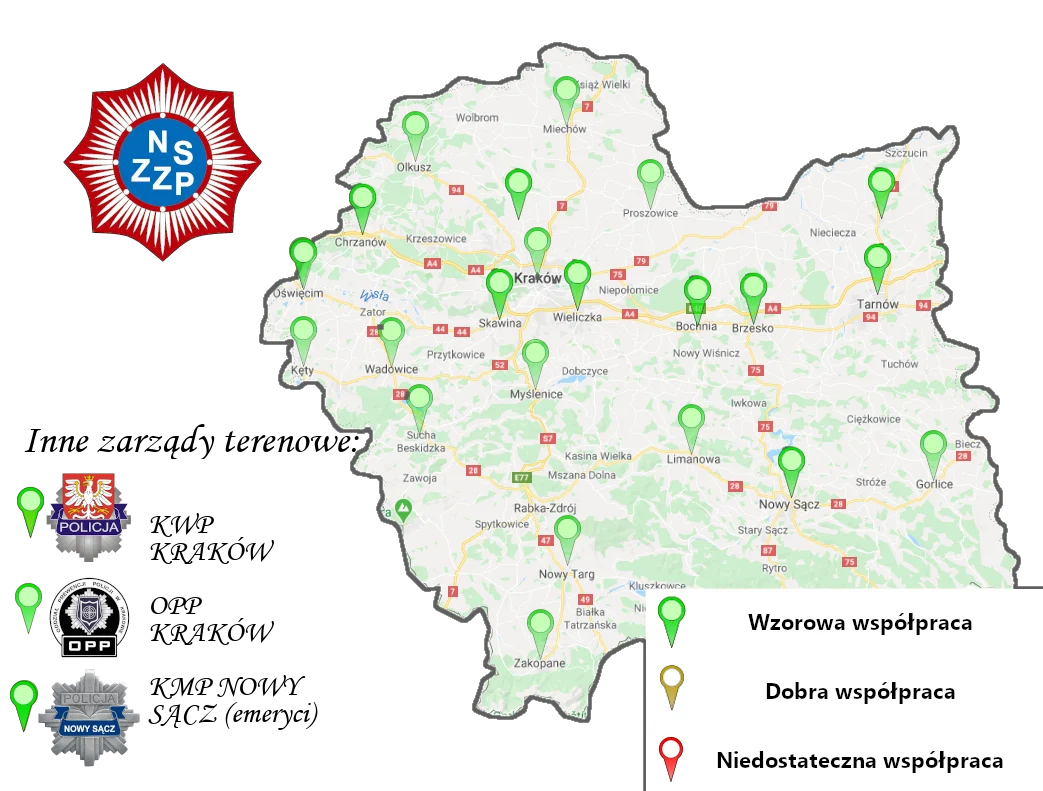 Mapa interaktywna: Mapa jakości współpracy strony związkowej ze stroną służbową